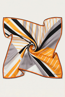 Vivisence Carré de Soie Femme 65 x 65 cm, Foulard en Soie Naturelle 14 Momme, Bords Roulottés à la Main, Motif Géométrique Noir/Jaune, Noir/Jaune/Géométrique