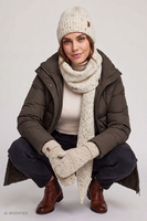 Vivisence women's ribbed beanie with turn-up soft warm hat, creamy