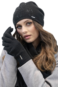 Vivisence Classic Cut Winter Hat For Women Warm And Comfortable Wool 7011, black