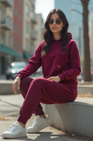 Vivisence Sweatshirt Baumwolle Lockerer Schnitt mit Kapuze Komfort Für Freizeit 9003, weinrot