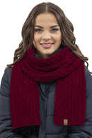 Vivisence Women Winter Hat Scarf And Gloves Set Fleece Lined Soft Knit Warmth, maroon
