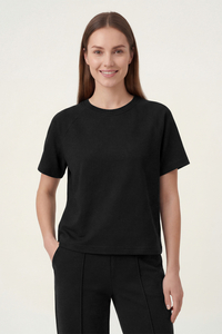Vivisence T-Shirt Femme Manches Courtes Col Rond Confort Doux Quotidien, noir