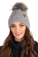 Vivisence Femme Ensemble Bonnet Pompon Écharpe Moufles Chaud Hiver Élégant, gris clair