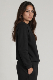 Vivisence Womens Sweatshirt Cotton Long Sleeve Everyday Loungewear 9004, black