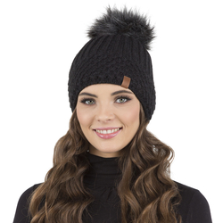 Vivisence Wintermütze mit Bommel Damen Warmes Ideal Für Kalte Wintertage 7016, schwarz