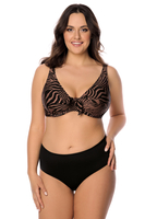 Vivisence Womens Swim Bra Underwire Non Padded Adjustable Straps Tie Front For Large Bust Support, brown-black