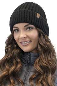 Vivisence Classic Women’s Hat for Autumn and Winter Perfectly Fitted with Turned-Up Hem Made from Warm Ribbed Yarn Lightweight Design Without Fleece Lining, Black