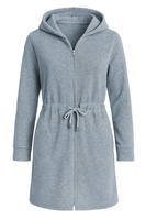 Vivisence Women's Robe Cotton with Zipper Warm Fabric Perfect for Evening Spa 5012, grey