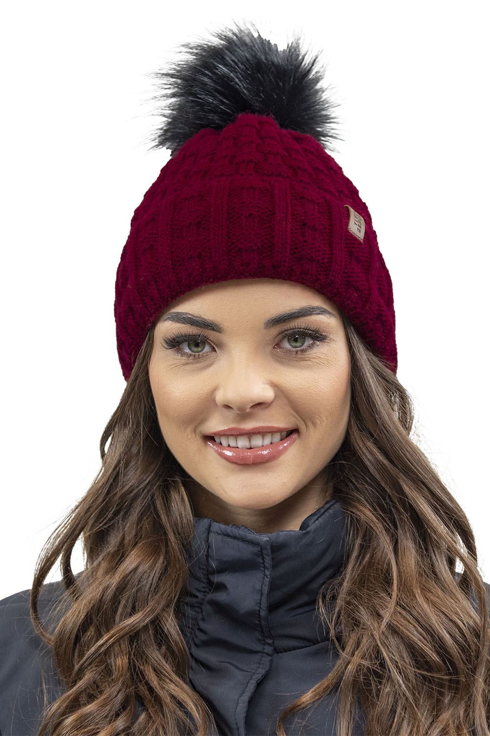 Vivisence Femme Bonnet Et Écharpe Pour l'Automne et l'Hiver À Pompon Chauds Doublés De Polaire Anti-Statique Idéal Pour Les Hommes Élégants Parfait Pour Froides Journées 7015Kmpl, bordeaux