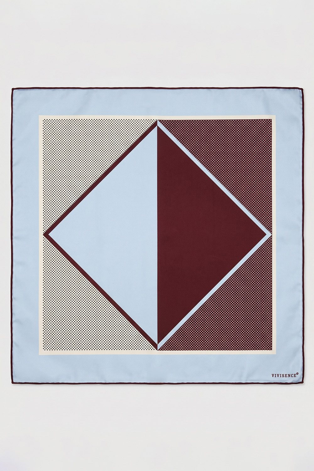Vivisence Women Silk Scarf Square Bandana Hand Rolled Edges Smooth Drape, blue/brown