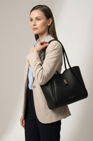 Vivisence Women’s Shoulder Bag, Structured Tote Handbag with Magnetic Flap, Everyday Faux Leather Shopper with Inner Pouch for Work, Office and Daily Use, black