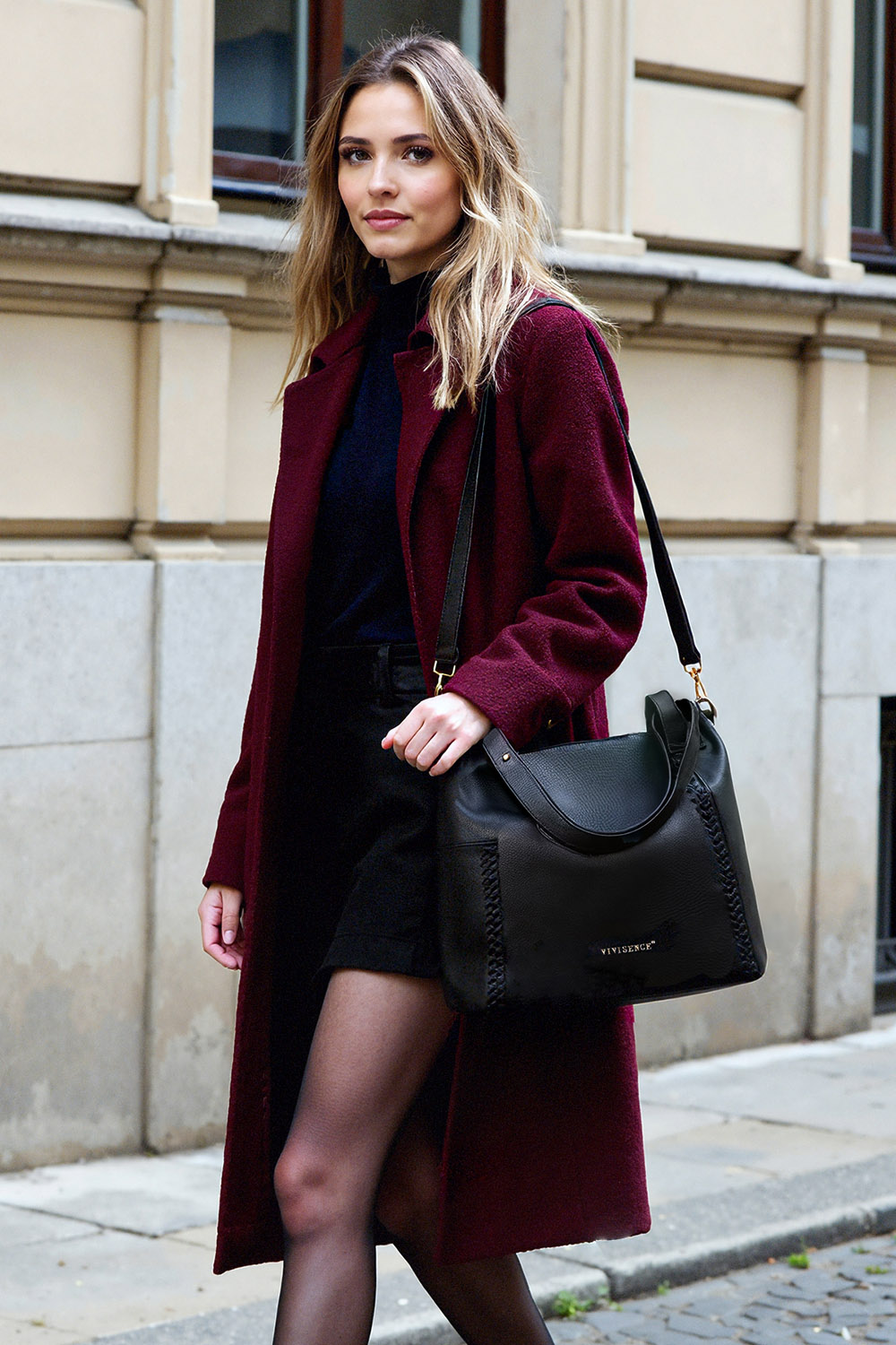 Vivisence Sac a Main Femme Bandoulière Réglable Élégant Style Et Confort, noir