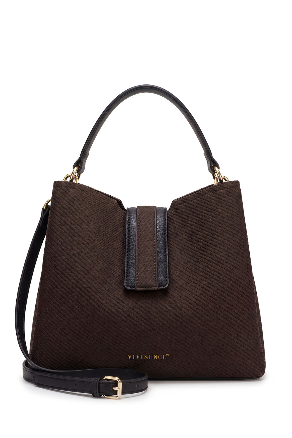 Vivisence Women Top Handle Bag Magnetic Flap and Strap for Daily Use Organized, Brown