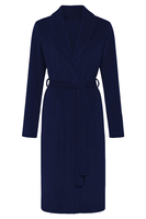 Vivisence Robe Cotton Belted Pockets Double-Sided Soft Cozy Daily Use 5022, navy blue