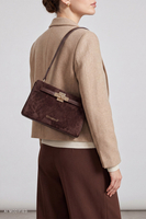 Vivisence Suede-Feel Shoulder Bag, Polyester Crossbody Bag, brown