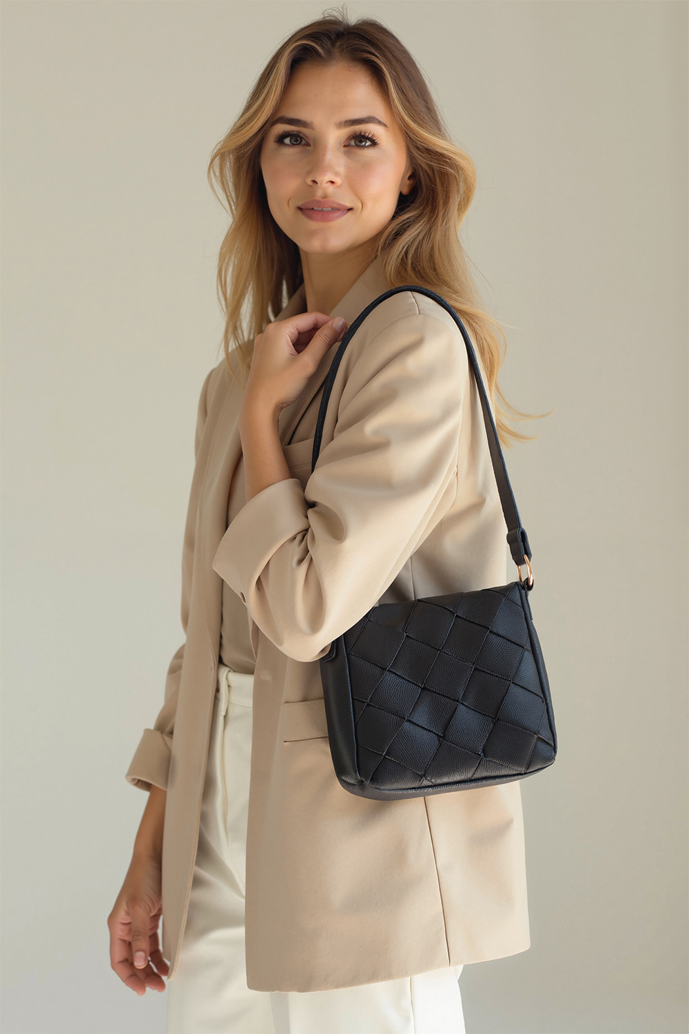 Vivisence Sac Bandoulière Sac a Main Femme Compacte Fonctionnelle, noir