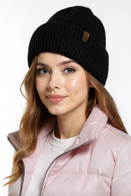 Vivisence Women Winter Hat And Scarf Set Merino Blend Warm Everyday Comfort, Black