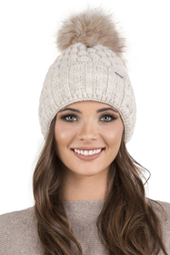 Vivisence Wintermütze mit Bommel Damen Warmes Ideal Für Kalte Wintertage 7015, beige