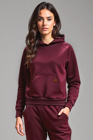 Vivisence Women Hoodie Sweatshirt Cotton Hood Pocket Casual Sportswear 9003, maroon