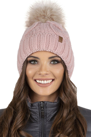 Vivisence Stylish Women's Winter Set Including Pompom Hat And Cozy Snood Scarf Made From Soft And Warm Fabric Smooth Fleece Lining Ideal For Cold Days, light pink