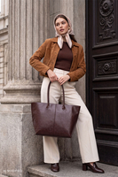 Vivisence Shoulder Bag Women Polyurethane Large Shopper Tote, brown
