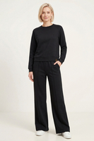 Vivisence Femme Pantalon De Survêtement Pli Devant Taille Élastique Confort, noir