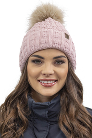 Vivisence Bonnet Femme Avec Pompon Doublé En Polaire Tricoté Pour L’Hiver 7015, rose clair