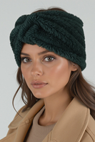Vivisence Women Headband Soft Fluffy Knit Twist Front Cozy Warmth For Cold Days, dark green
