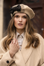 Vivisence Damen Baskenmütze Winter Warm Wolle Elegante Gemütlich Herbst 7081, beige