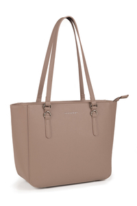 Vivisence Damen Schultertasche mit Reißverschluss für Alltag Pflegeleicht, Dunkelbeige