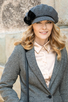 Vivisence Damen Mütze Winter Kaskett Handgefertigtes Herbst Eleganter 7064, grau