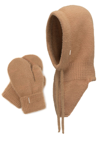 Vivisence Winterset Für Damen Schalmütze Mit Und Warme Fausthandschuhe Mit Fleecefutter Hergestellt Aus Weichem Warme Garn Perfekt Für Kalte Wintertage, karamellfarben