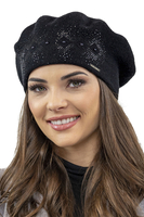 Vivisence Damen Baskenmütze Winter Herbst Warme Barette Wolle Elegante Stil 7050, schwarz