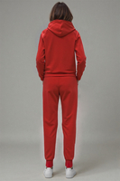 Vivisence Femme Ensemble Survêtement Coton Capuche Poches Confort Quotidien 9203, rouge
