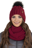 Vivisence Bonnet À Pompon Femme Chaud Et Doux Idéal Pour L’Hiver 7014, bordeaux