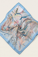 Vivisence Femme Foulard En Soie Naturelle Bords Roulottés Doux Pour La Peau, bleu/beige