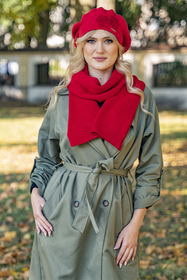 Vivisence Warm Thick Winter Beret For Women Ideal For Cold Days 7007, red