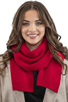 Vivisence Damen Baskenmütze Schal Set Bommel Wolle Warm Elegant Winter 7035Kmpl, rot