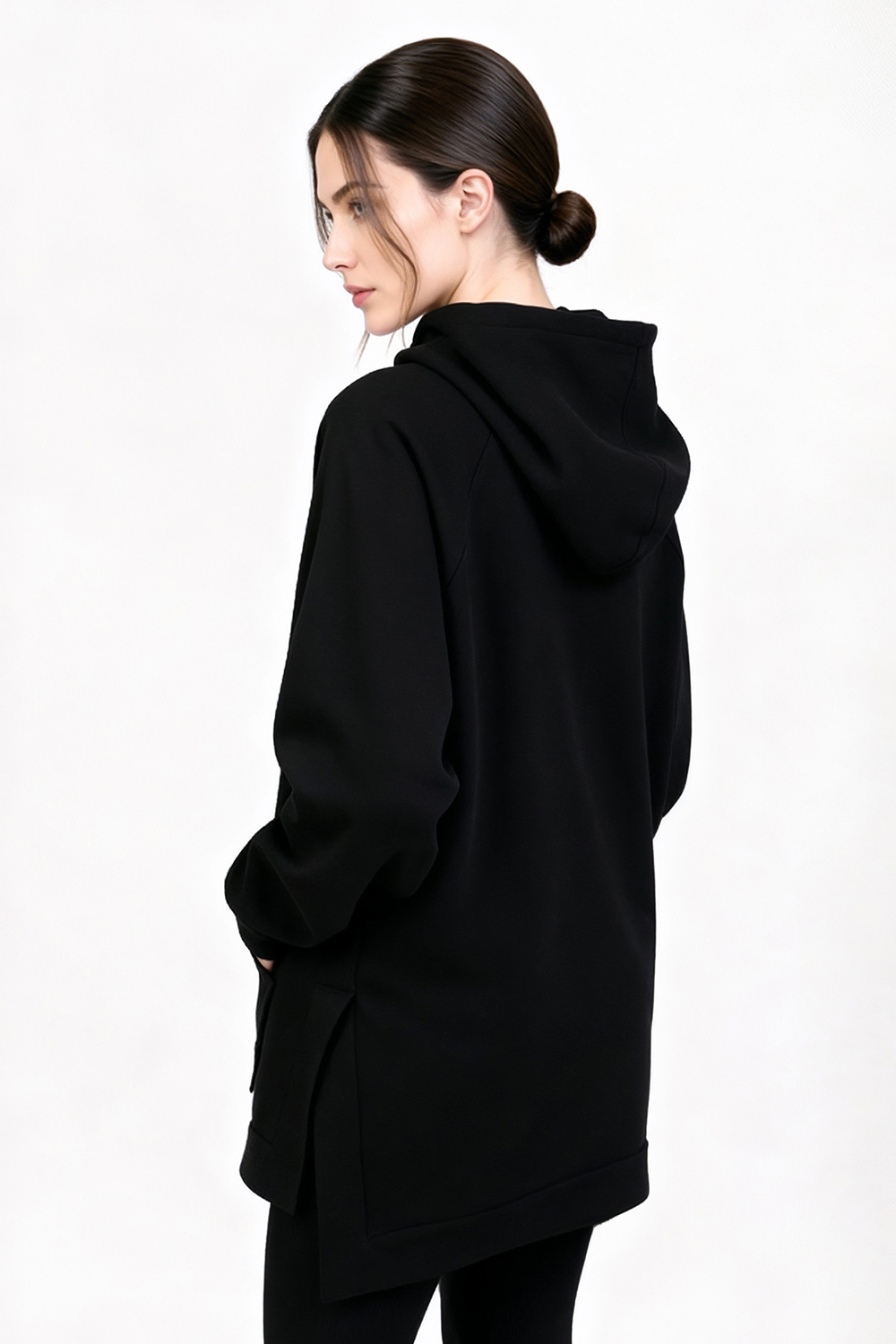 Vivisence Damen Kapuzenpullover Weiche Baumwolle Mit Tasche Für Alltag, Schwarz