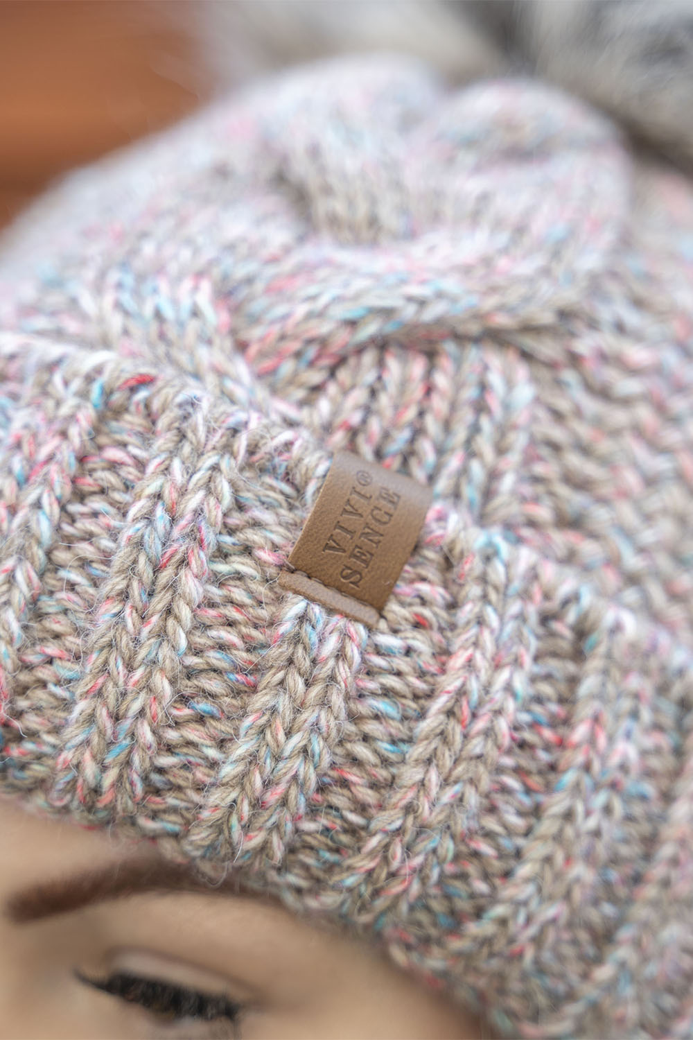 Vivisence Damen Bommelmütze Und Loop-Schal Mit Bommel Ideal Für Wintertage 7014, braune Melange