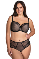Vivisence Soutien-Gorge Semi-Rembourré Élégant Dentelle Florale Bretelles Réglables Maintien Optimal Sans Baleines Latérales Idéal Comme Cadeau, noir