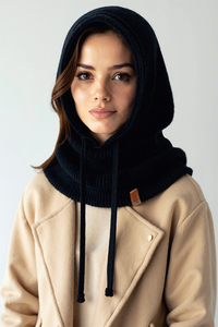 Vivisence Femme Cagoule Hiver Coton Doux Réglable Chaleur Quotidienne Confort, noir