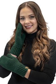 Vivisence Femme Ensemble Bonnet Pompon Écharpe Moufles Chaud Hiver Élégant, vert