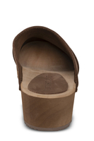 Vivisence Women’s Nubuck Clogs, Wooden Sole, Closed Toe Slip On Shoes with Heel, Comfortable Everyday Wear, dark brown