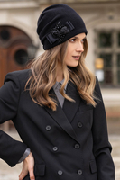 Vivisence Bonnet Femme Hiver En Laine Douillet Élégant Pour L’Automne 7080, noir