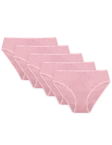 Vivisence Culotte Classique Slip pour Femme Lot de 5 Figi 4016, bande rose : rose 5-pack