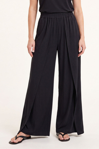 Vivisence pantalon large en viscose femme coupe wide leg, noir