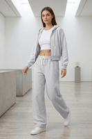 Vivisence Femme Pantalon Large Taille Haute Ajustable Confort Quotidien, mélange gris