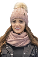 Vivisence Damen Schal Winter Loop Modischer Gemütlich Wärmendem Garn Doppelt 7019S, puderrosa