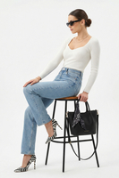 Vivisence Damen Schultertasche Mit Abnehmbarem Gurt Und Kosmetiktasche Alltag, Schwarz